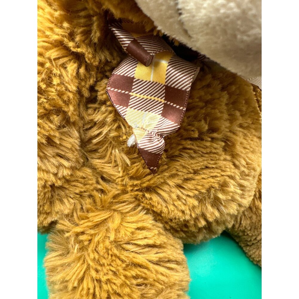 Kellytoy Original Brown Plush Teddy Bear With Plaid Bow Tie - Stuffed Polyester - Picture 6 of 7
